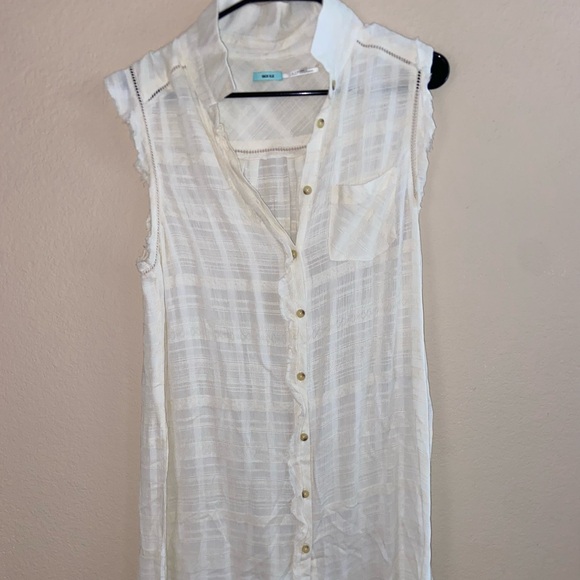 Beautiful Kimchi blue graduation sleeveless white dress button front long skirt - Picture 12 of 12